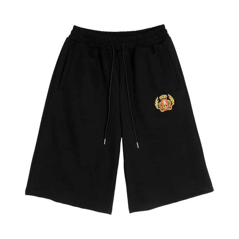 Herren Knieumspielende French-Terry Sweatshorts mit Kordelzug und gesticktem Wappen Drune
