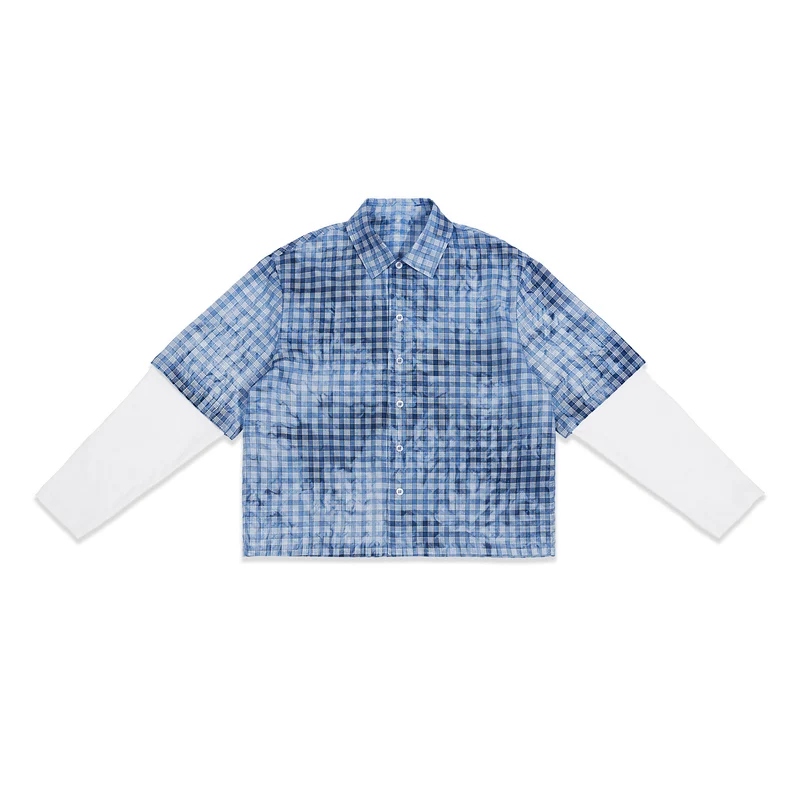 Herren Karierte Overshirt mit integriertem Langarm-Layer Drune
