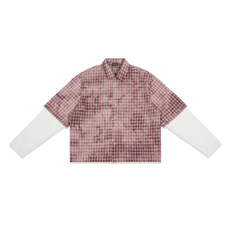 Herren Karierte Overshirt mit integriertem Langarm-Layer Drune