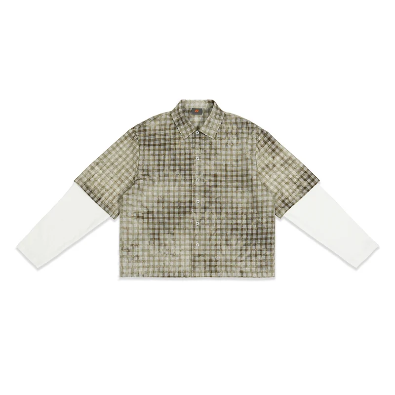 Herren Karierte Overshirt mit integriertem Langarm-Layer Drune