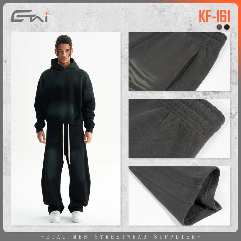 Herren Baggy-Sweathose mit tiefer Schrittpartie, kontrastierenden Ziernähten und extra langen Kordeln Drune