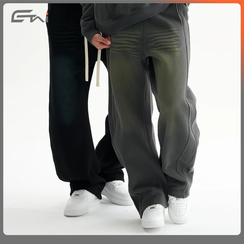Herren Baggy-Sweathose mit tiefer Schrittpartie, kontrastierenden Ziernähten und extra langen Kordeln Drune