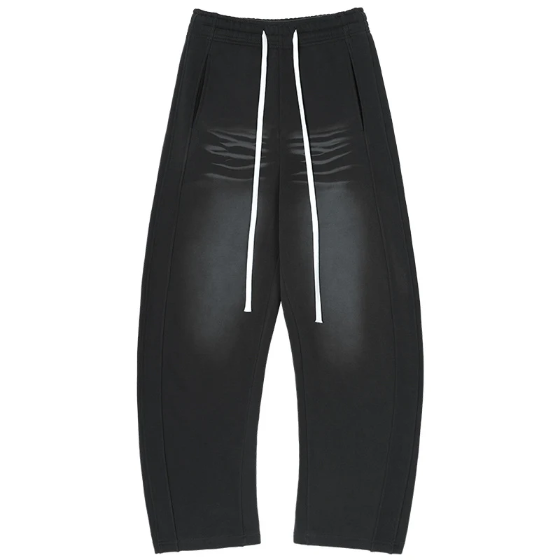 Herren Baggy-Sweathose mit tiefer Schrittpartie, kontrastierenden Ziernähten und extra langen Kordeln Drune