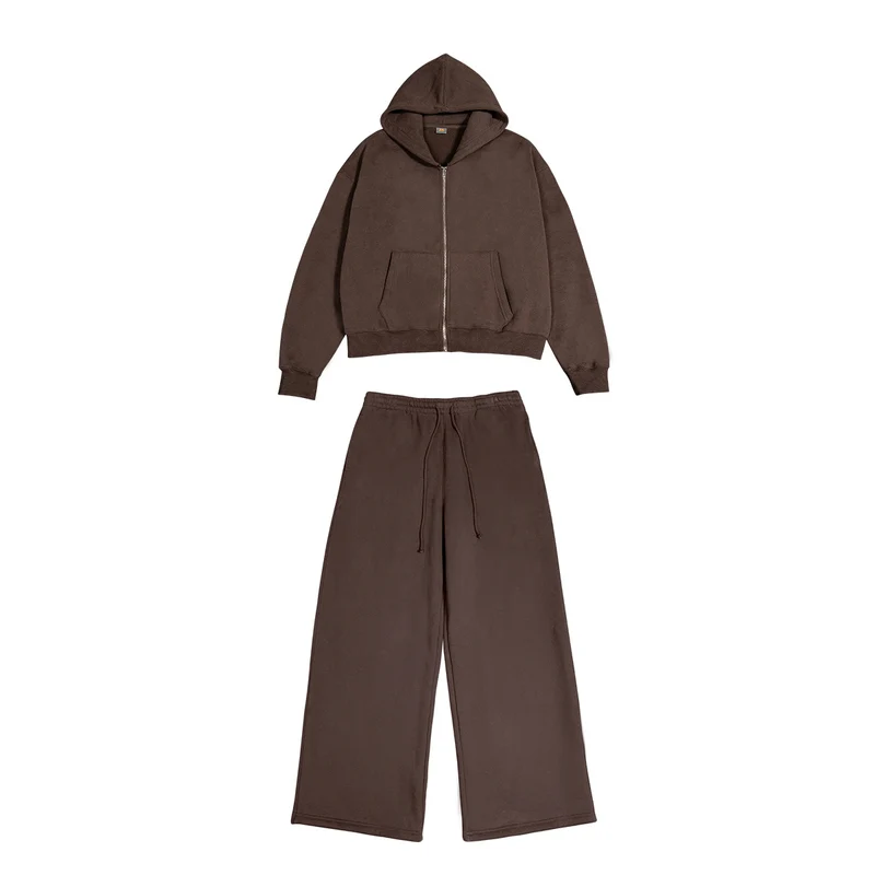 Damen Zweiteiliges Lounge-Set mit Cropped Kapuzen-Zipjacke und weiter hochgeschnittener Sweathose Drune