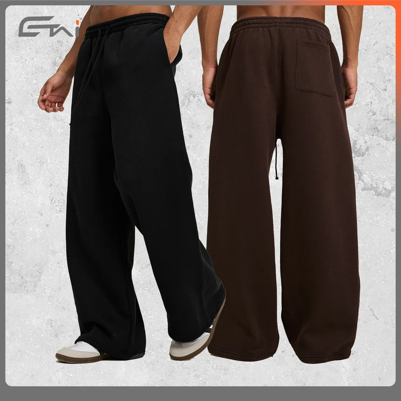 Damen weite hochtaillierte Sweathose mit Kordelzug und geradem Bein Drune