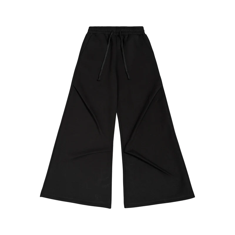 Damen Weite High‑Waist Sweathose mit elastischem Bund, Kordelzug und weitem Bein Drune