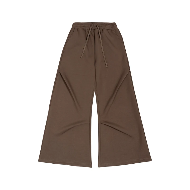 Damen Weite High‑Waist Sweathose mit elastischem Bund, Kordelzug und weitem Bein Drune