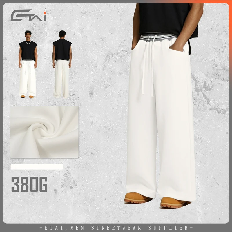 Damen Weite Culotte-Sweathose mit hohem Bund und gestreiftem Rippbündchen Drune