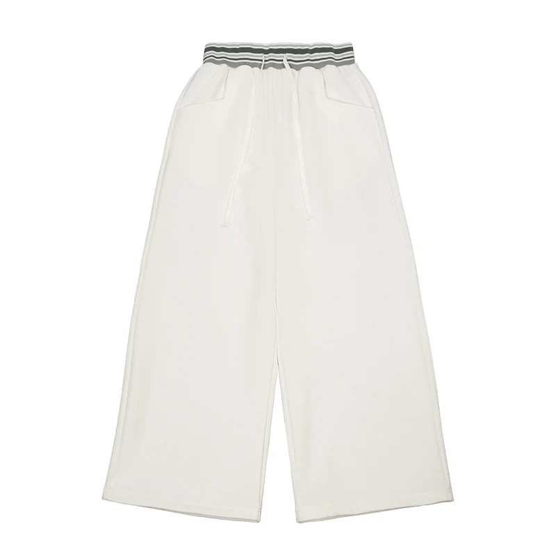 Damen Weite Culotte-Sweathose mit hohem Bund und gestreiftem Rippbündchen Drune