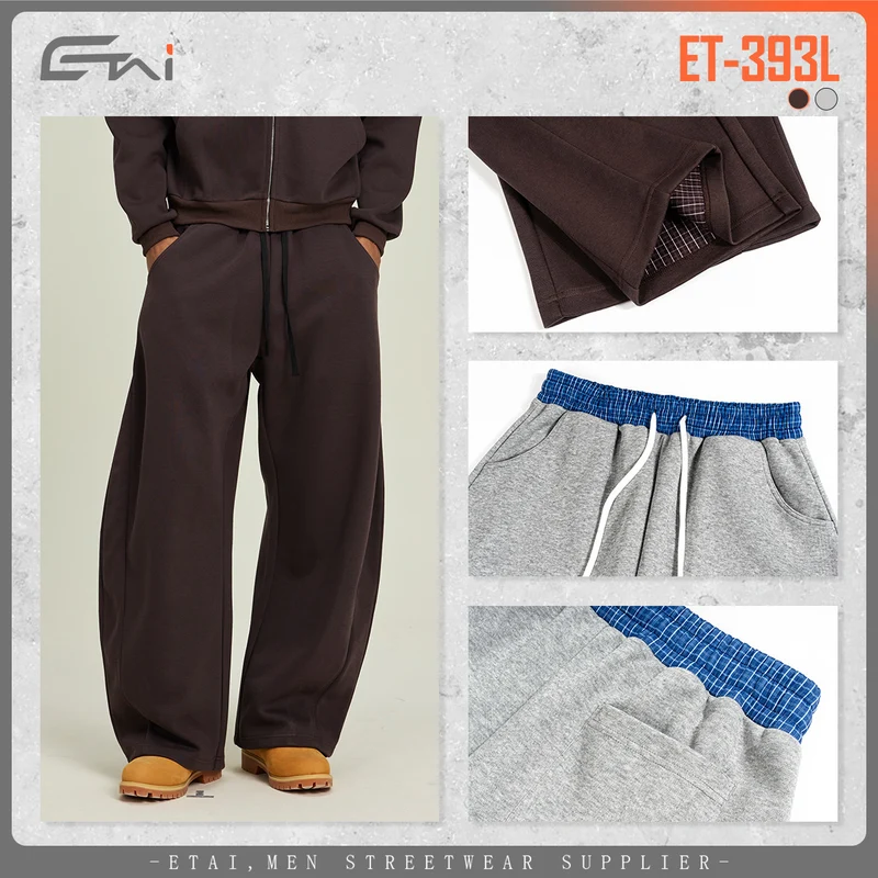 Damen Weite Cropped-Sweathose mit tiefem Schritt, Kordelzug und kontrastierendem Bund Drune