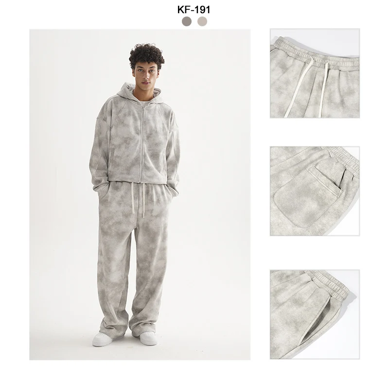 Damen Lässige Sweathose mit geradem Bein, Batik-Effekt und elastischem Bund Drune