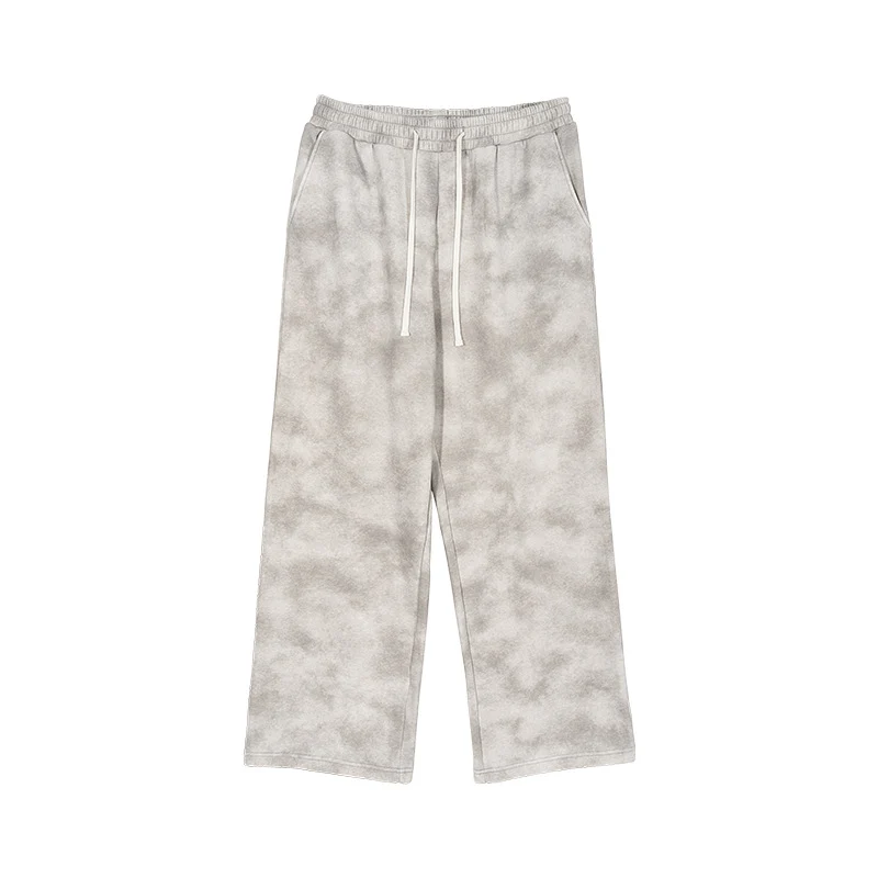 Damen Lässige Sweathose mit geradem Bein, Batik-Effekt und elastischem Bund Drune