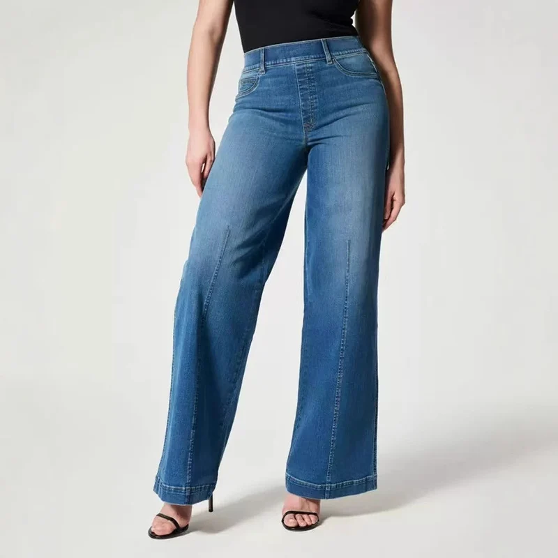 Damen Weite Jeans mit hohem Bund und dezenter Mittelnaht Drune
