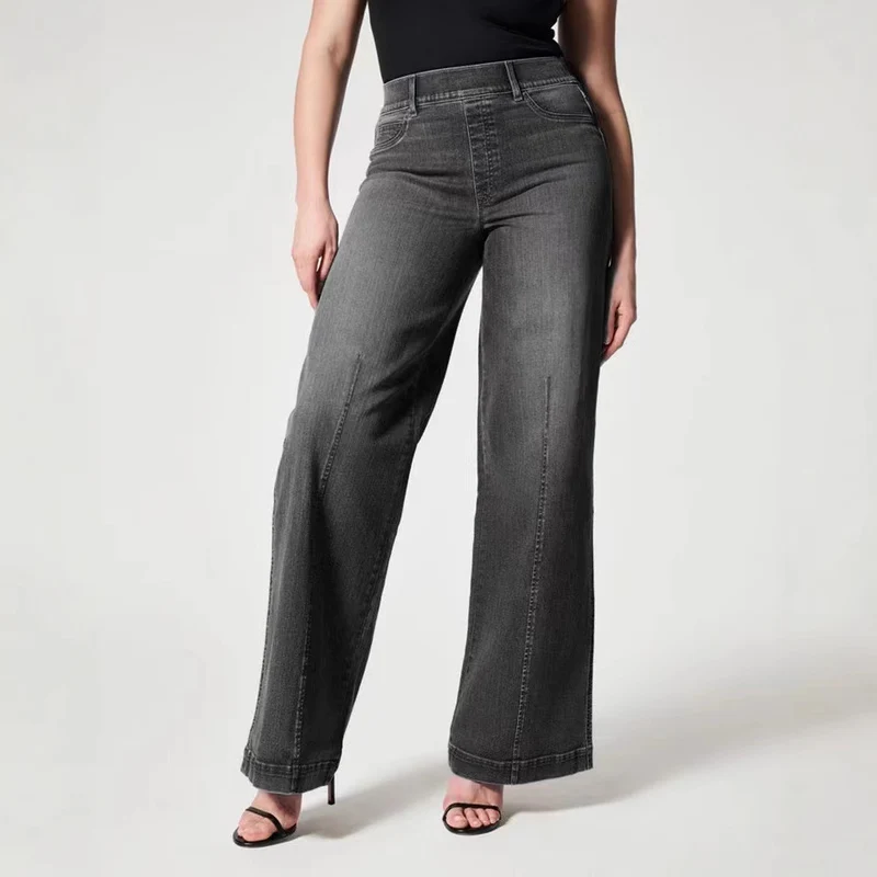 Damen Weite Jeans mit hohem Bund und dezenter Mittelnaht Drune