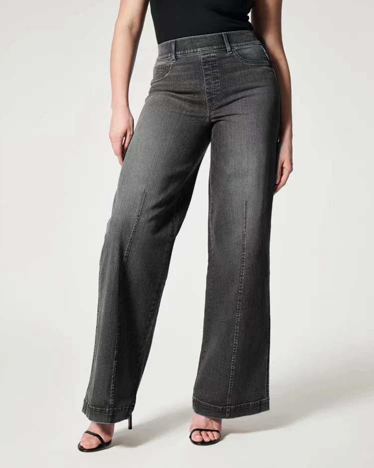 Damen Weite Jeans mit hohem Bund und dezenter Mittelnaht Drune