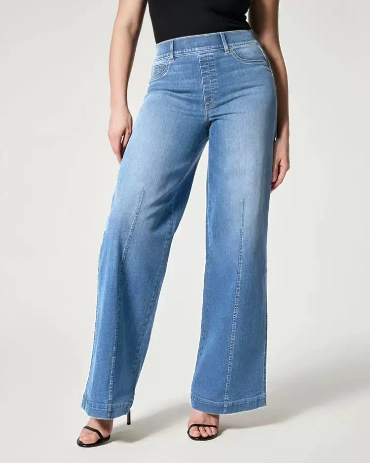 Damen Weite Jeans mit hohem Bund und dezenter Mittelnaht Drune