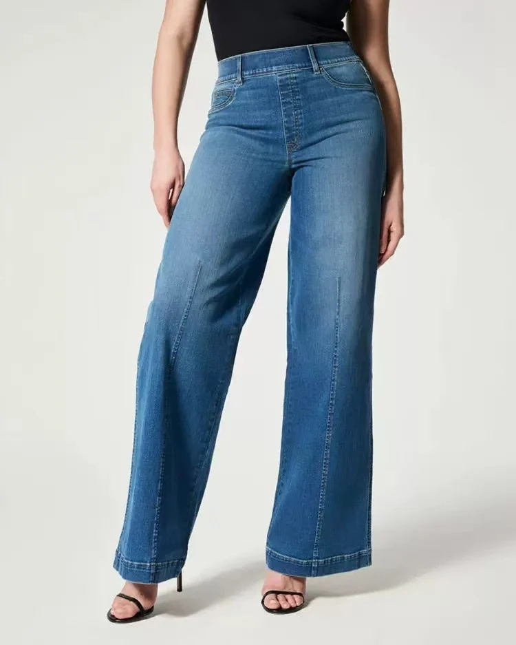 Damen Weite Jeans mit hohem Bund und dezenter Mittelnaht Drune