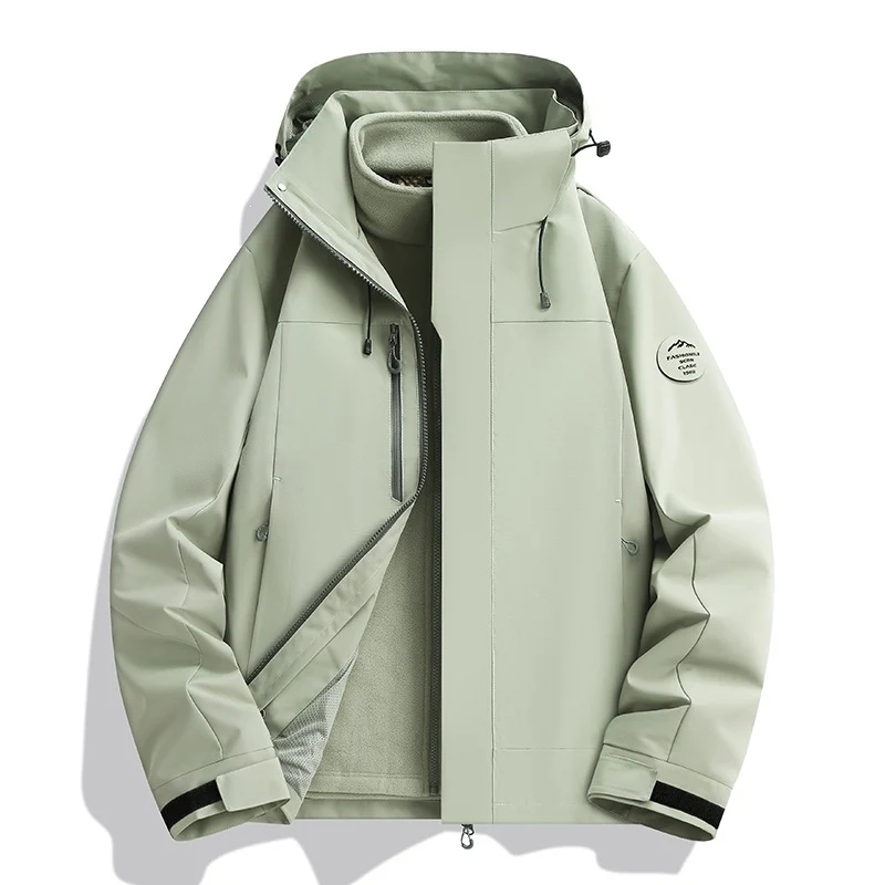 Herren Wetterfeste Softshelljacke mit Fleece‑Innenfutter, verstellbarer Kapuze & Reißverschluss‑Brusttasche Drune