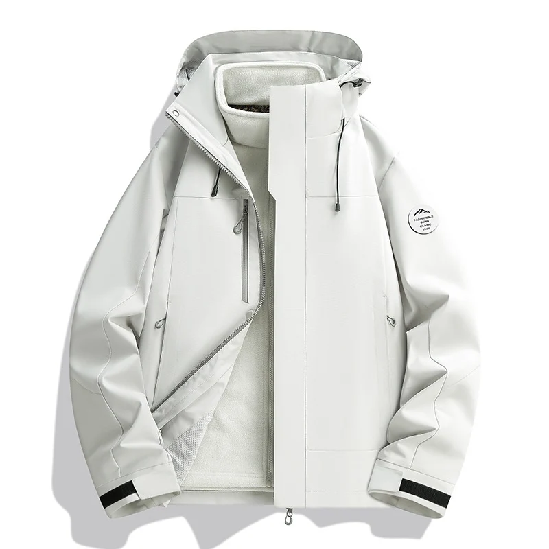 Herren Wetterfeste Softshelljacke mit Fleece‑Innenfutter, verstellbarer Kapuze & Reißverschluss‑Brusttasche Drune