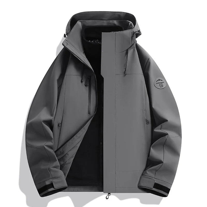 Herren Wetterfeste Softshelljacke mit Fleece‑Innenfutter, verstellbarer Kapuze & Reißverschluss‑Brusttasche Drune