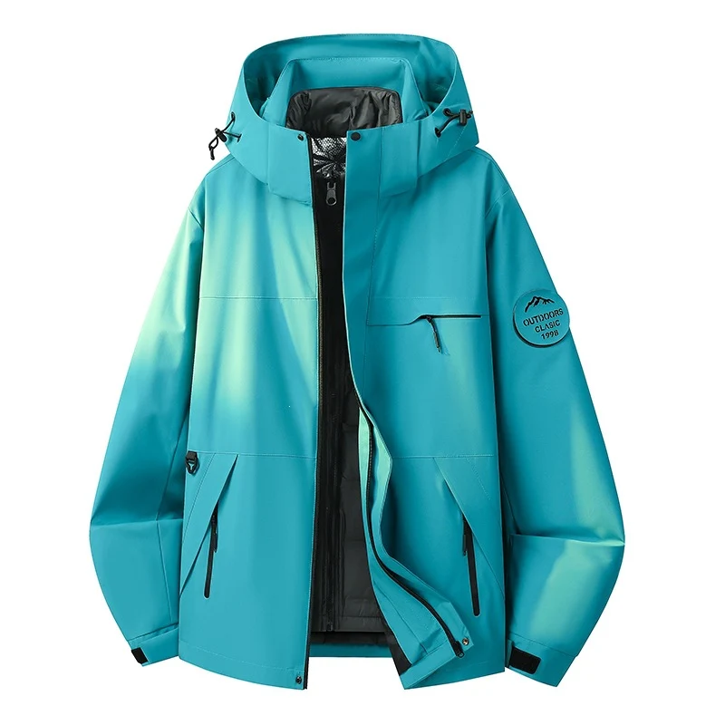 Herren Wetterfeste dreilagige Hardshelljacke mit verstellbarer Kapuze, verschweißten Nähten & Multifunktionstaschen Drune
