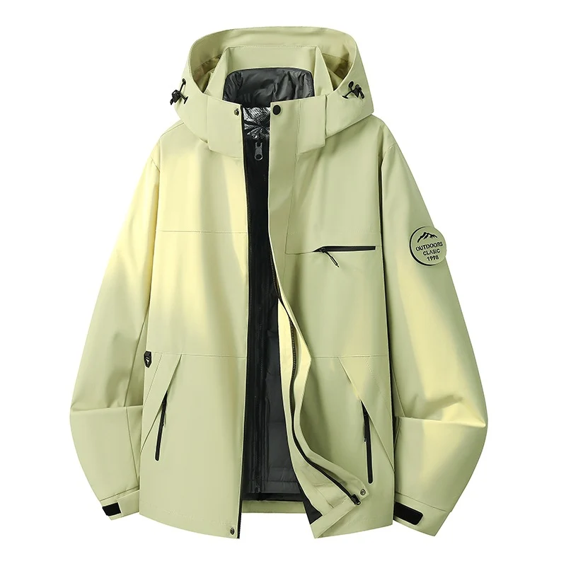 Herren Wetterfeste dreilagige Hardshelljacke mit verstellbarer Kapuze, verschweißten Nähten & Multifunktionstaschen Drune