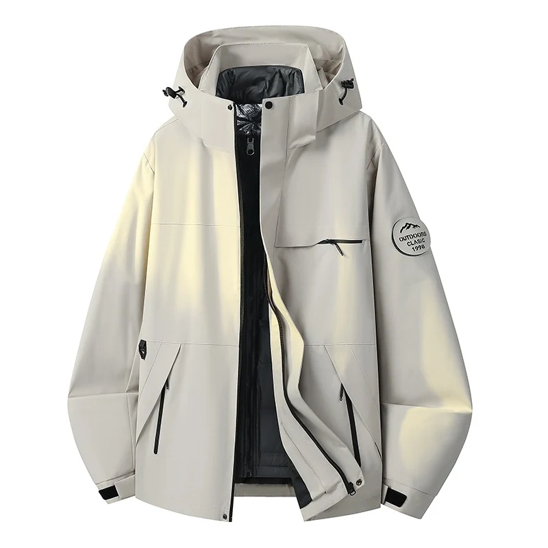 Herren Wetterfeste dreilagige Hardshelljacke mit verstellbarer Kapuze, verschweißten Nähten & Multifunktionstaschen Drune