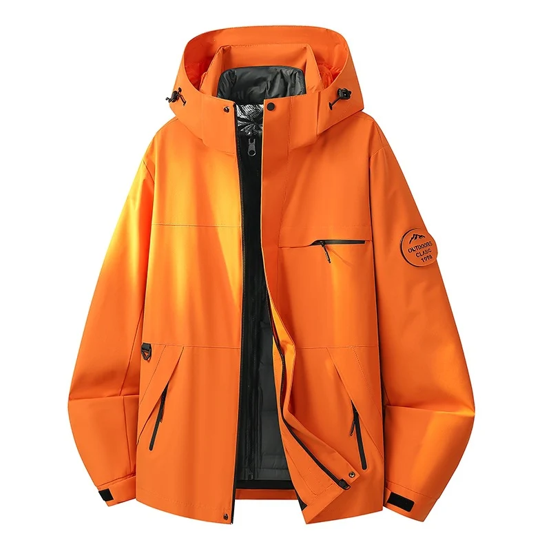 Herren Wetterfeste dreilagige Hardshelljacke mit verstellbarer Kapuze, verschweißten Nähten & Multifunktionstaschen Drune