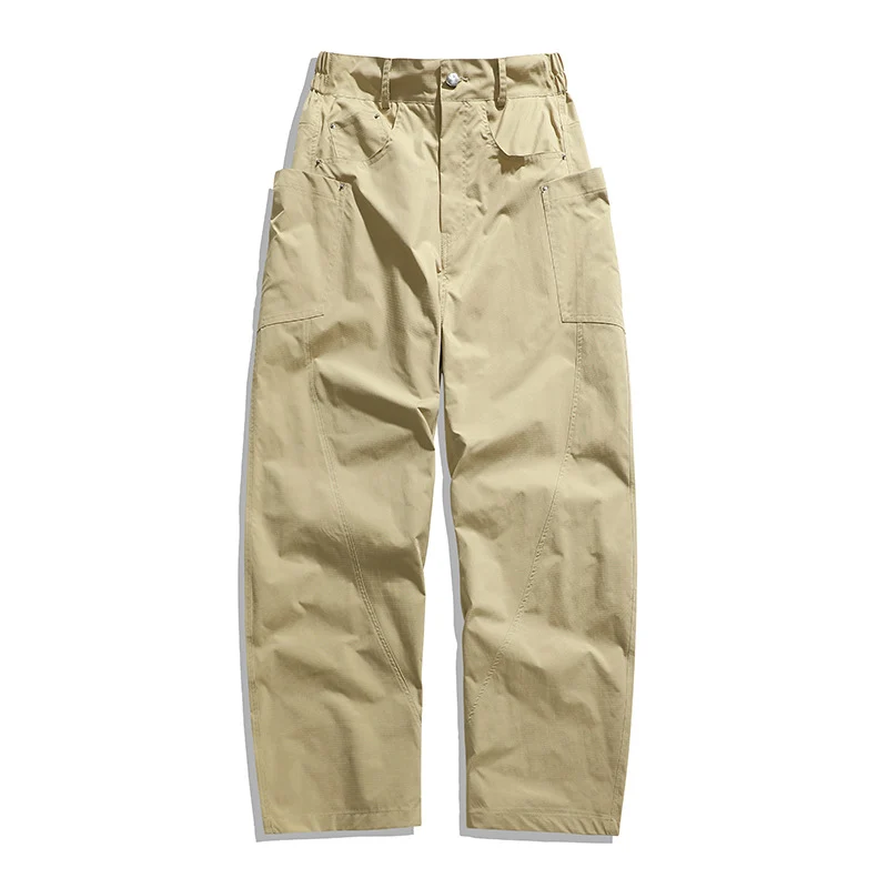 Herren Weite Workwear-Cargo-Hose mit hohem Bund, seitlichen Multi-Taschen & lässigem Baggy-Schnitt Drune
