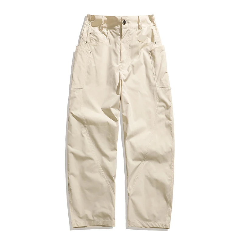 Herren Weite Workwear-Cargo-Hose mit hohem Bund, seitlichen Multi-Taschen & lässigem Baggy-Schnitt Drune