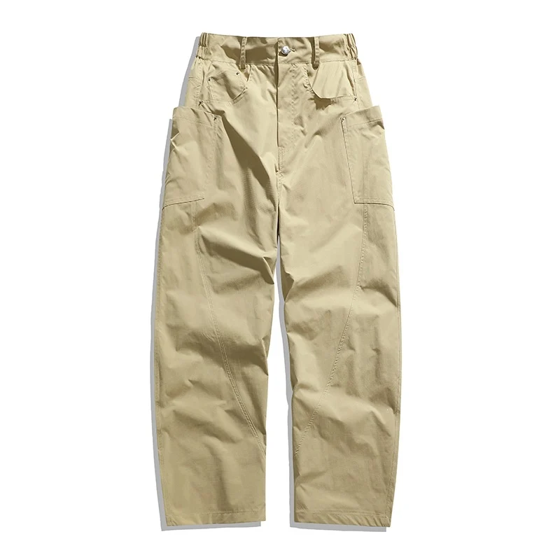 Herren Weite Workwear-Cargo-Hose mit hohem Bund, seitlichen Multi-Taschen & lässigem Baggy-Schnitt Drune