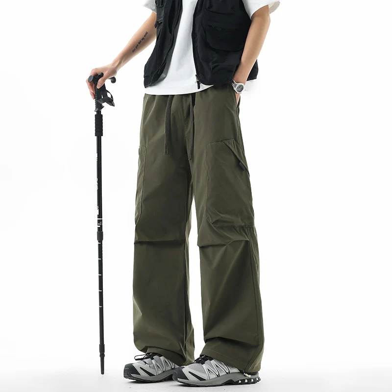 Herren Weite technische Cargo-Freizeithose mit Tunnelzug, Multifunktionstaschen & Outdoor‑Performance Drune
