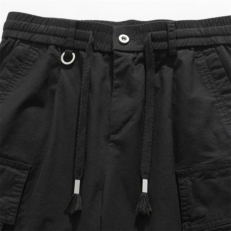 Herren Weite Tech-Cargo-Hose mit elastischem Tunnelzugbund und multifunktionalen Klapptaschen Drune