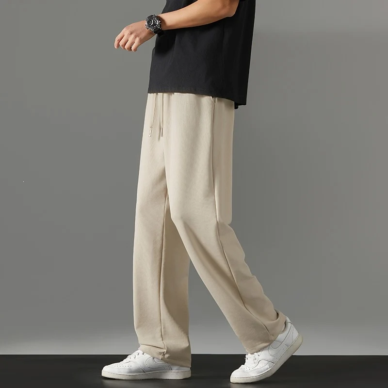 Herren weite Relaxed-Jogginghose aus French-Terry mit Kordelzug, elastischem Bund & geradem Bein Drune