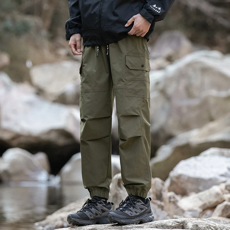 Herren Weite Relaxed-Cargo-Freizeithose mit Tunnelzugbund & Multifunktions‑Taschen Drune