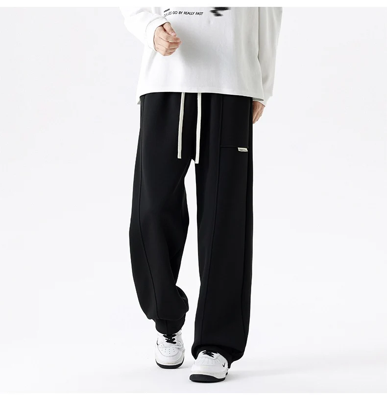 Herren Weite Relax-Jogginghose mit Tunnelzug, Multifunktionstasche & geradem Bein Drune