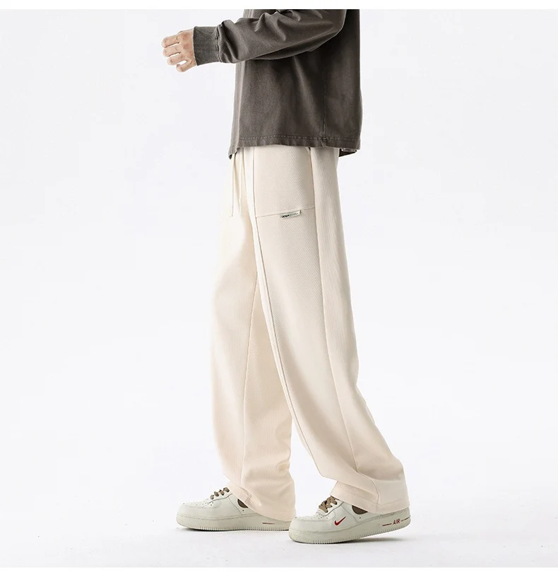 Herren Weite Relax-Jogginghose mit Tunnelzug, Multifunktionstasche & geradem Bein Drune