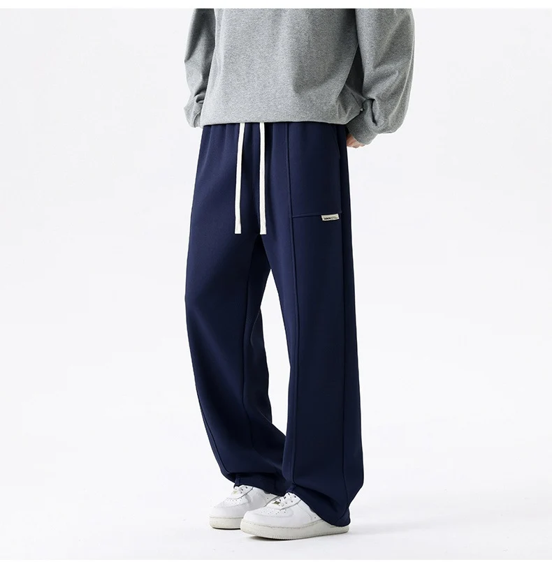 Herren Weite Relax-Jogginghose mit Tunnelzug, Multifunktionstasche & geradem Bein Drune