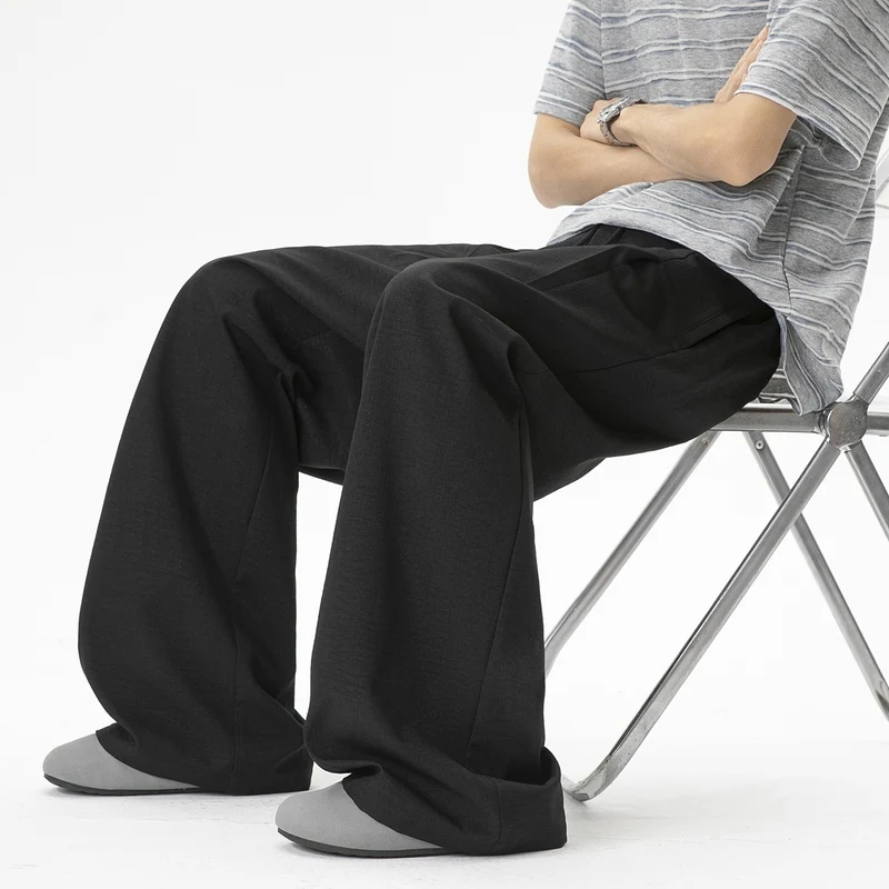 Herren Weite Leinenhose mit hoher Taille, Bundfalte & relaxed Silhouette Drune