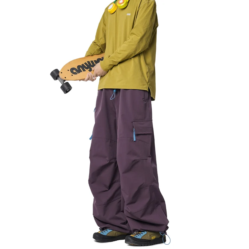 Herren Weite Funktions-Nylonhose mit Tunnelzugbund, Utility-Taschen & Baggy-Silhouette Drune