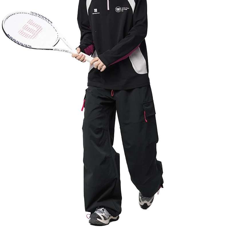 Herren Weite Funktions-Nylonhose mit Tunnelzugbund, Utility-Taschen & Baggy-Silhouette Drune
