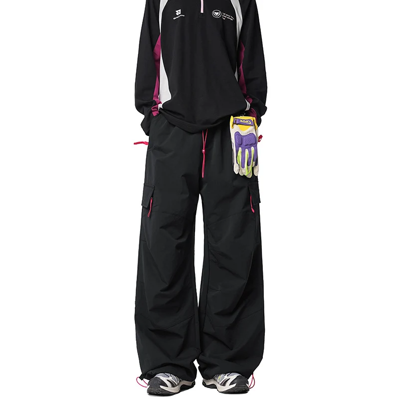 Herren Weite Funktions-Nylonhose mit Tunnelzugbund, Utility-Taschen & Baggy-Silhouette Drune