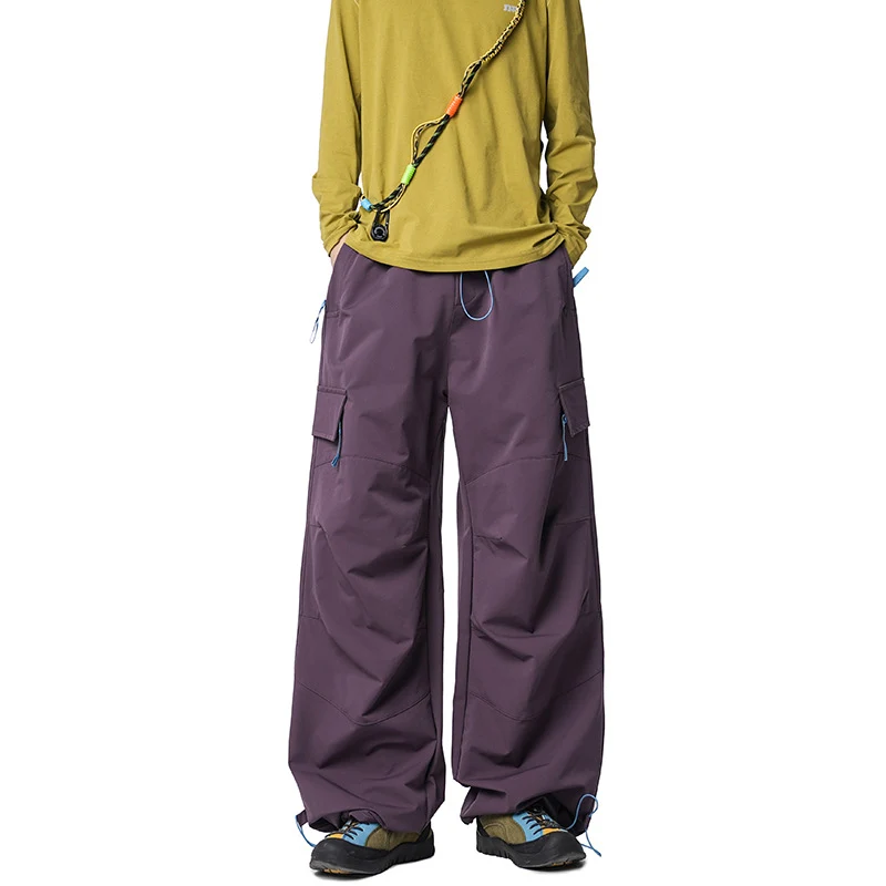 Herren Weite Funktions-Nylonhose mit Tunnelzugbund, Utility-Taschen & Baggy-Silhouette Drune