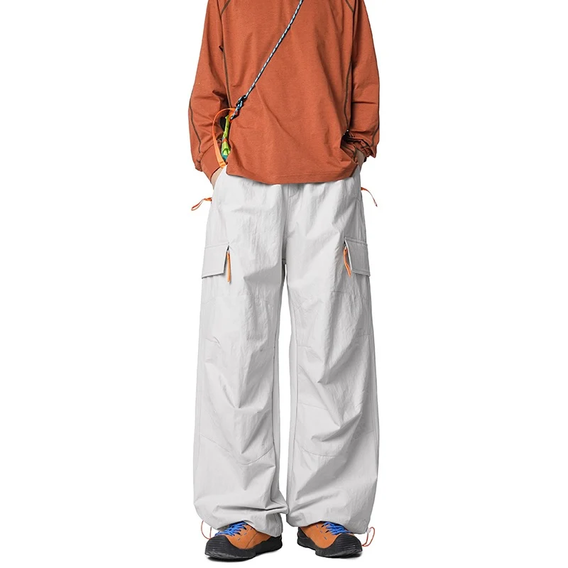 Herren Weite Funktions-Nylonhose mit Tunnelzugbund, Utility-Taschen & Baggy-Silhouette Drune