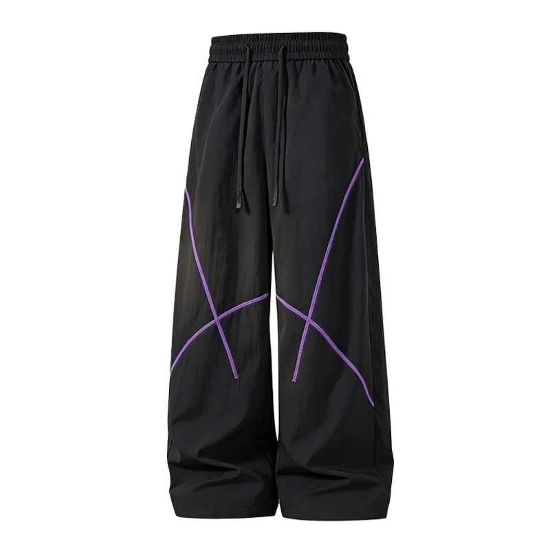 Herren Weite Funktions-Nylonhose mit Kordelbund, reflektierenden Nahtdetails & lässiger Baggy‑Silhouette Drune