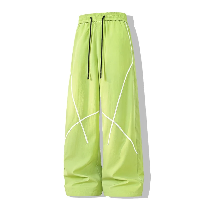 Herren Weite Funktions-Nylonhose mit Kordelbund, reflektierenden Nahtdetails & lässiger Baggy‑Silhouette Drune