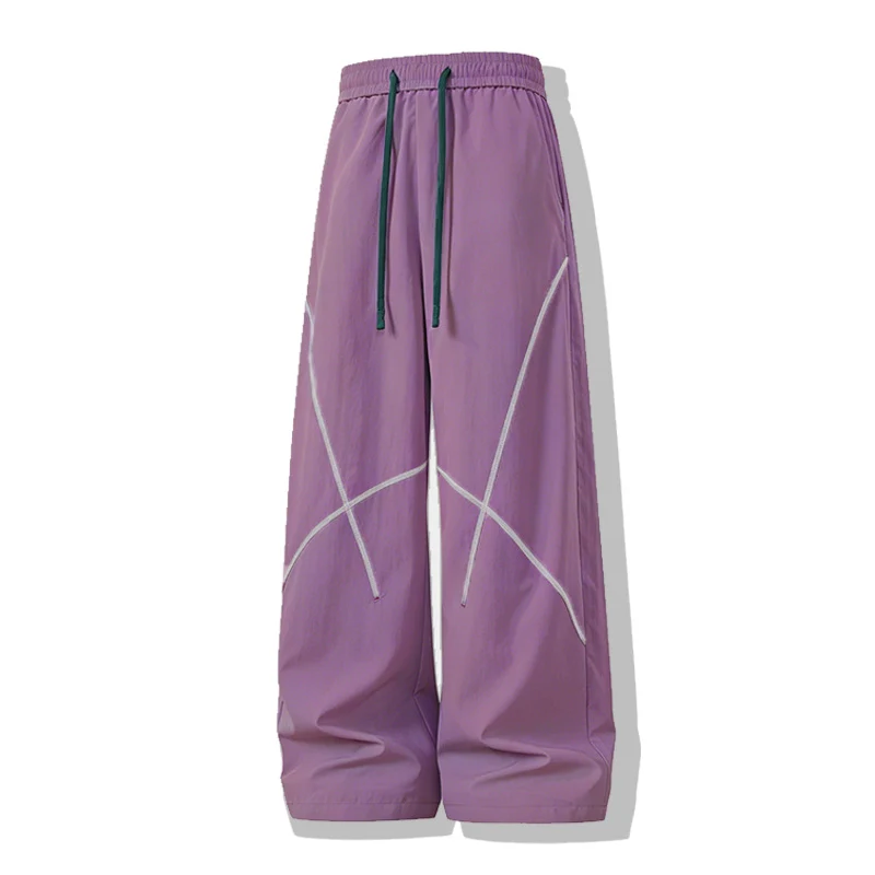 Herren Weite Funktions-Nylonhose mit Kordelbund, reflektierenden Nahtdetails & lässiger Baggy‑Silhouette Drune