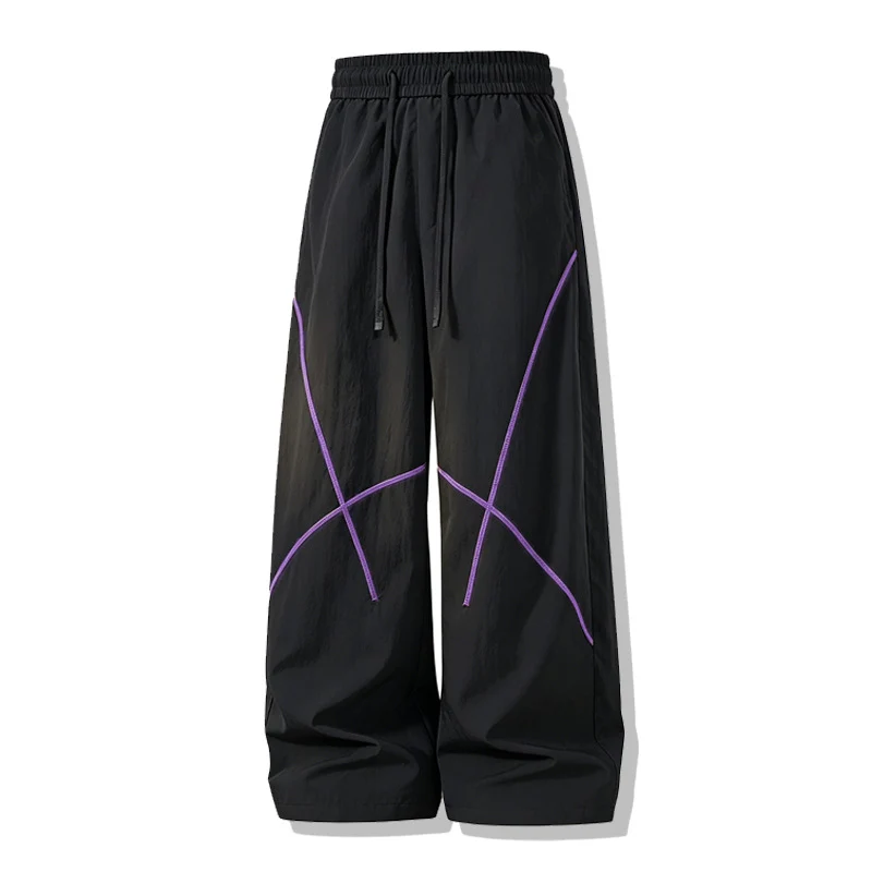 Herren Weite Funktions-Nylonhose mit Kordelbund, reflektierenden Nahtdetails & lässiger Baggy‑Silhouette Drune