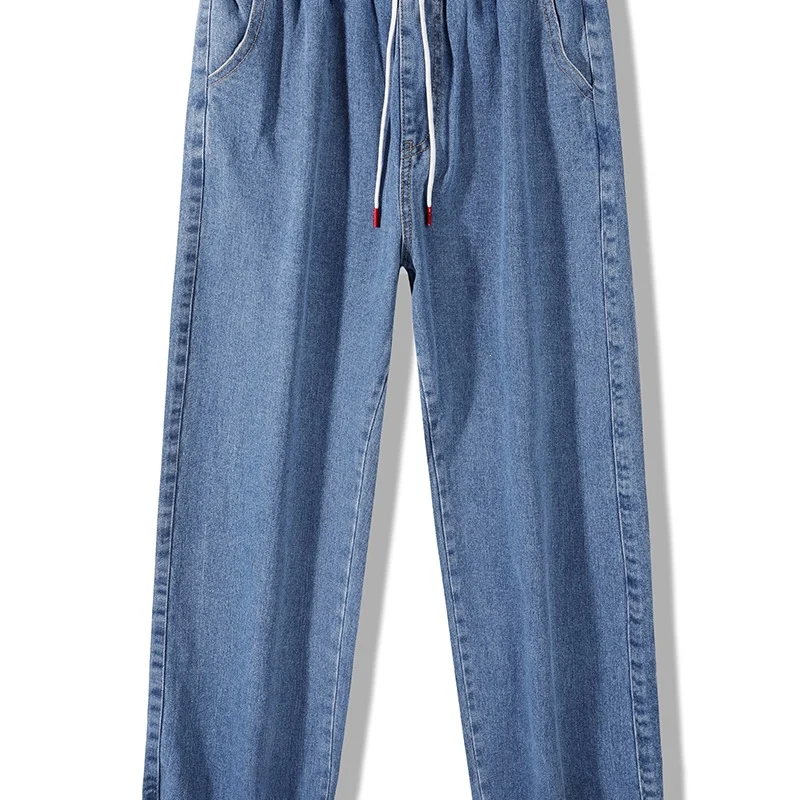 Herren Weite Denim-Jogginghose mit Elastbund, Tunnelzug & verstellbaren Beinabschlüssen Drune