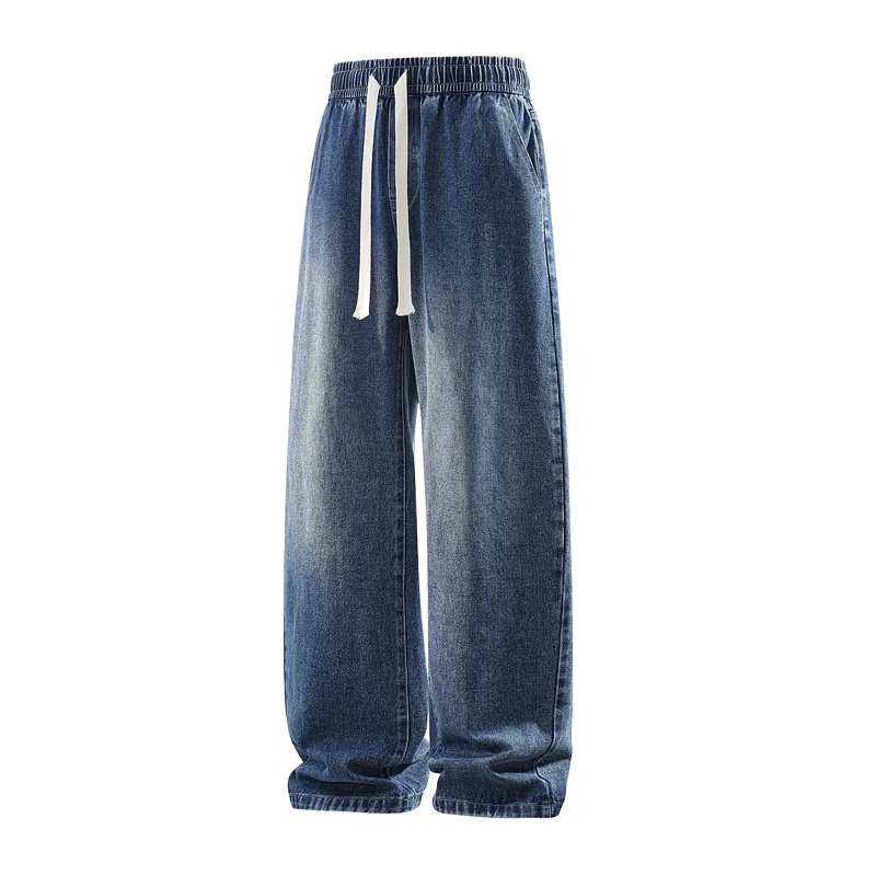 Herren Weite Denim-Freizeithose mit elastischem Bund, Tunnelzug & relaxed Baggy‑Silhouette Drune